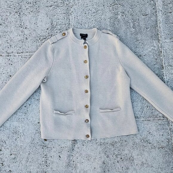 Talbots Petite Women Sweater Pure Merino Wool Long Sleeve Gold Tone Button XLP - Picture 2 of 10